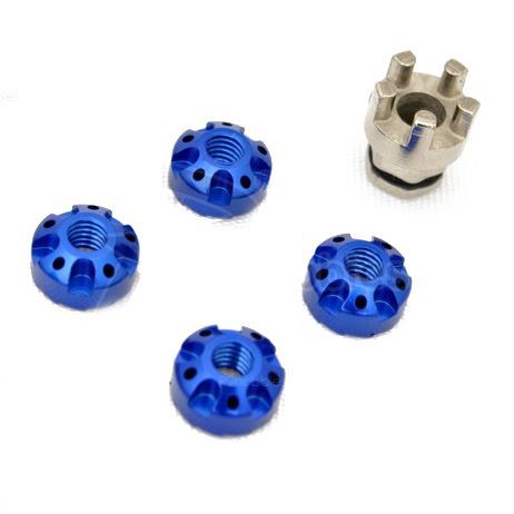 RC Car Wheel Aluminium Lock Nuts - Light Blue