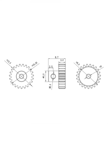 Шестерня алюминиевая Pinion gear 23T M0.5 для вала 2mm фото 8