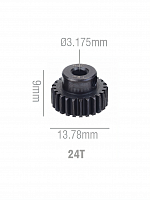 Шестерня стальная Pinion gear 24T 48P для вала 3.17mm