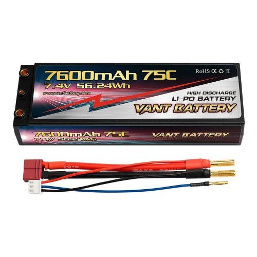 Аккумулятор VANT Black Li-Po 2S2P 7600 mAh 75C T-Plug (Deans) Hard case