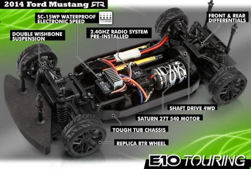 Туринг 1/10 - RTR E10 FORD MUSTANG RTR 2014 (Влагозащита, полный компл.) фото 3