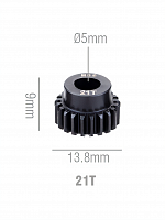 Шестерня стальная Pinion gear 21T M0.6 для вала 5mm