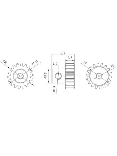 Шестерня алюминиевая Pinion gear 18T M0.5 для вала 2mm фото 7