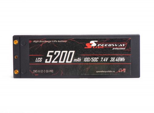 Аккумулятор Speedway Slide Li-Po PRO LCG Series Hard case 7.4v 5200mAh 50C Banana Connector / TRX фото 3