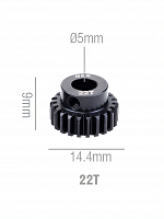 Шестерня стальная Pinion gear 22T M0.6 для вала 5mm