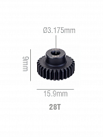 Шестерня стальная Pinion gear 28T 48P для вала 3.17mm