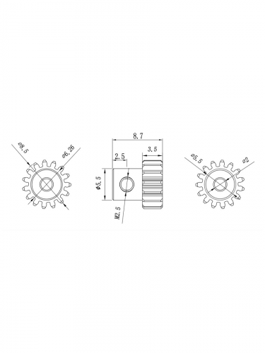 Шестерня алюминиевая Pinion gear 15T M0.5 для вала 2mm фото 7