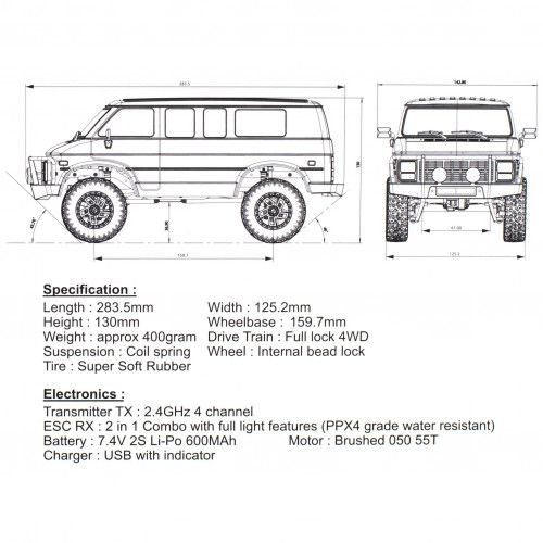 Краулер радиоуправляемый HobbyPlus CR18 Rock Van (Beige) 1/18 RTR фото 16