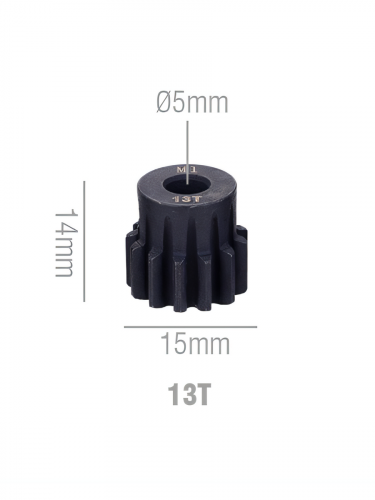 Шестерня стальная Pinion gear 13T M1 для вала 5mm