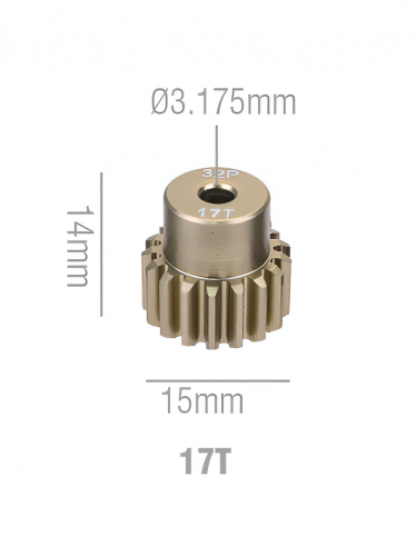 Шестерня алюминиевая Pinion gear 17T 32P для вала 3.17mm