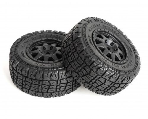PR-Racing 1/10 SCT-P006M SC like real tire Dirt (Soft) + orange Inserts + black Wheel (2)