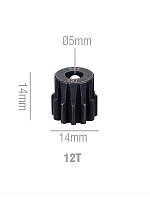 Шестерня стальная Pinion gear 12T M1 для вала 5mm