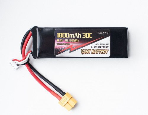 Аккумулятор VANT Black Li-Po 1800 mAh 30C 3S 11.1V XT60 Soft case фото 2