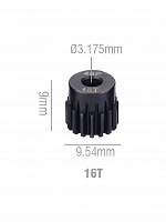 Шестерня стальная Pinion gear 16T 48P для вала 3.17mm