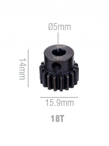 Шестерня стальная Pinion gear 18T 32P для вала 5mm
