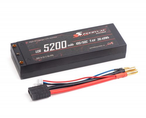 Аккумулятор Speedway Slide Li-Po PRO LCG Series Hard case 7.4v 5200mAh 50C Banana Connector / TRX