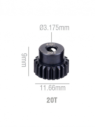 Шестерня стальная Pinion gear 20T 48P для вала 3.17mm