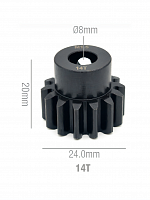 Шестерня стальная Pinion gear 14T M1.5 для вала 8mm