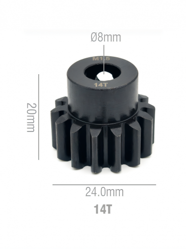 Шестерня стальная Pinion gear 14T M1.5 для вала 8mm