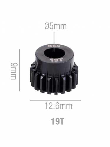 Шестерня стальная Pinion gear 19T M0.6 для вала 5mm