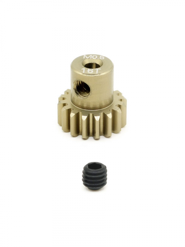 Шестерня алюминиевая Pinion gear 16T M0.5 для вала 2mm фото 2
