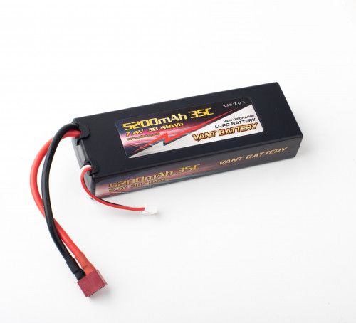 Аккумулятор VANT Black Li-Po 2S1P 5200 mAh 35C с встроенным кабелем и разъемом T-Plug (Deans) Hardcase фото 2