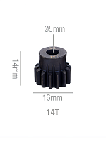 Шестерня стальная Pinion gear 14T M1 для вала 5mm