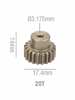 Шестерня алюминиевая Pinion gear 20T 32P для вала 3.17mm