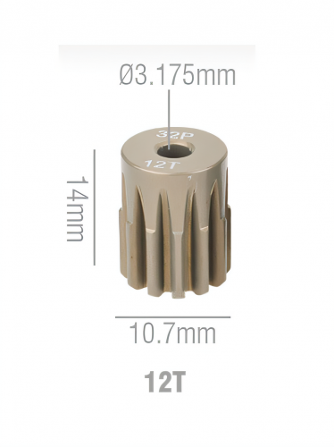 Шестерня алюминиевая Pinion gear 12T 32P для вала 3.17mm
