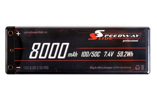 Аккумулятор Speedway Slide PRO 139x47x25.5mm Li-Po 8000mAh 2S 7.4V 50C Hardcase TRX фото 3