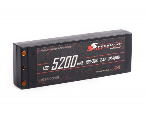 Аккумулятор Speedway Slide Li-Po PRO LCG Series Hard case 7.4v 5200mAh 50C Banana Connector / TRX фото 4
