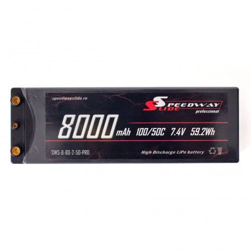 Аккумулятор Speedway Slide PRO 139x47x25.5mm Li-Po 8000mAh 2S 7.4V 50C Hardcase TRX фото 2
