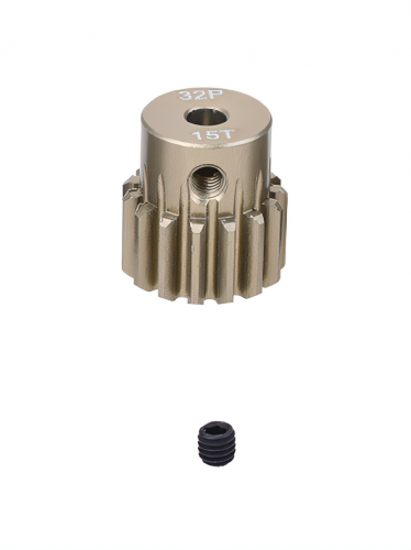 Шестерня алюминиевая Pinion gear 15T 32P для вала 3.17mm фото 2