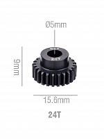 Шестерня стальная Pinion gear 24T M0.6 для вала 5mm