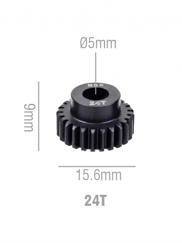 Шестерня стальная Pinion gear 24T M0.6 для вала 5mm