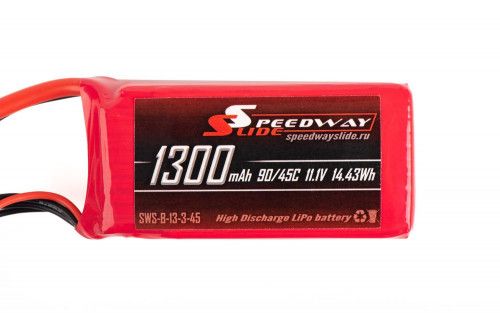 Аккумулятор Speedway Slide 73x35x23mm Li-Po 1300mAh 3S 11.1V 45C softcase XT60 фото 2
