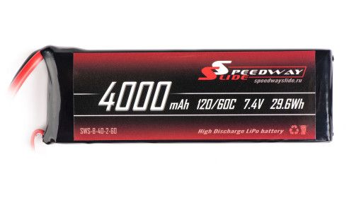 Аккумулятор Speedway Slide 132x43x15mm Li-Po 4000mAh 2S 7.4V 60C SOFT case XT60 фото 2