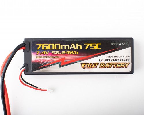 Аккумулятор VANT Black Li-Po 2S2P 7600 mAh 75C с встроенным кабелем и разъемом T-Plug (Deans) Hard case