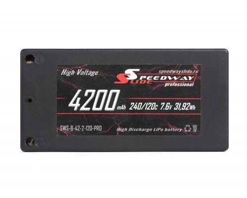 Аккумулятор Speedway Slide Li-Po PRO LCG HV 4200mAh 2S 7.6V 120C XT60 95x47x18.5mm Short pack фото 4