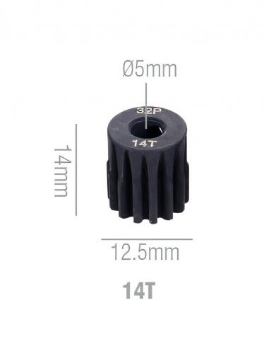 Шестерня стальная Pinion gear 14T 32P для вала 5mm