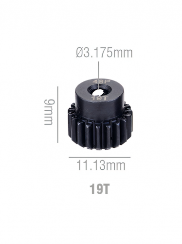 Шестерня стальная Pinion gear 19T 48P для вала 3.17mm