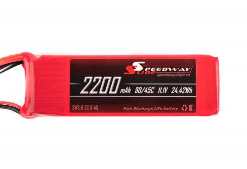 Аккумулятор Speedway Slide 106x35x24mm Li-Po 2200mAh 3S 11.1V 45C softcase XT60 фото 2