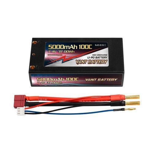 Аккумулятор VANT Black Li-Po 2S2P 5000 mAh 100C T-Plug (Deans) Short case