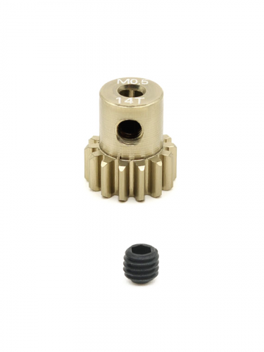Шестерня алюминиевая Pinion gear 14T M0.5 для вала 2mm фото 2