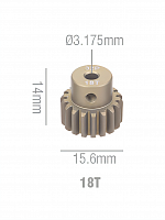 Шестерня алюминиевая Pinion gear 18T 32P для вала 3.17mm