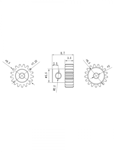 Шестерня алюминиевая Pinion gear 17T M0.5 для вала 2mm фото 7