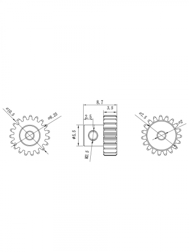 Шестерня алюминиевая Pinion gear 19T M0.5 для вала 2mm фото 8