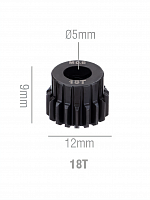 Шестерня стальная Pinion gear 18T M0.6 для вала 5mm