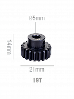 Шестерня стальная Pinion gear 19T M1 для вала 5mm