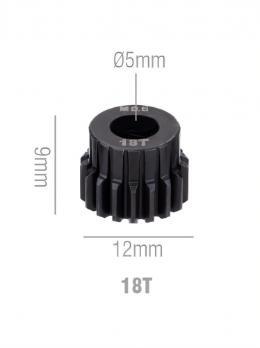 Шестерня стальная Pinion gear 18T M0.6 для вала 5mm